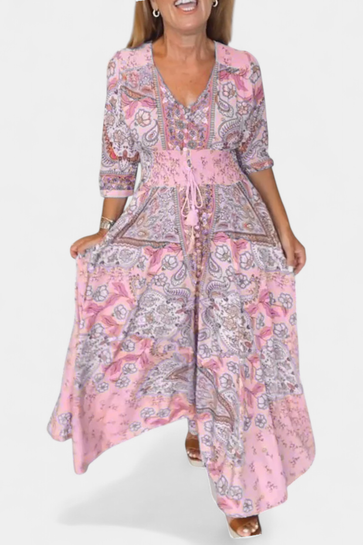 Vestido Verano Dunya Con Escote En V Y Cordón Con Encanto