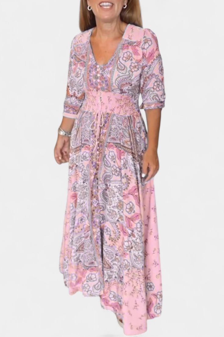 Vestido Verano Dunya Con Escote En V Y Cordón Con Encanto