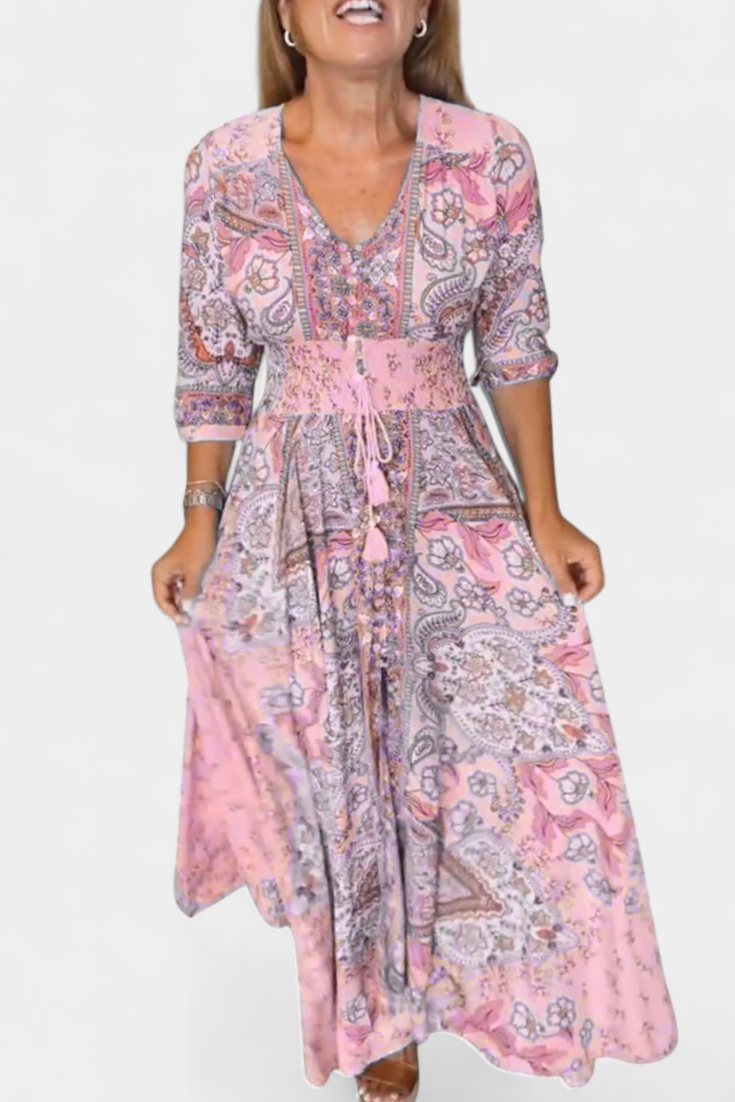 Vestido Verano Dunya Con Escote En V Y Cordón Con Encanto
