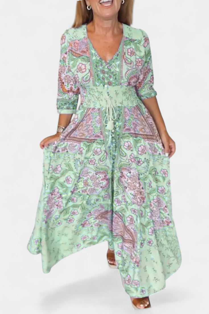 Vestido Verano Dunya Con Escote En V Y Cordón Con Encanto