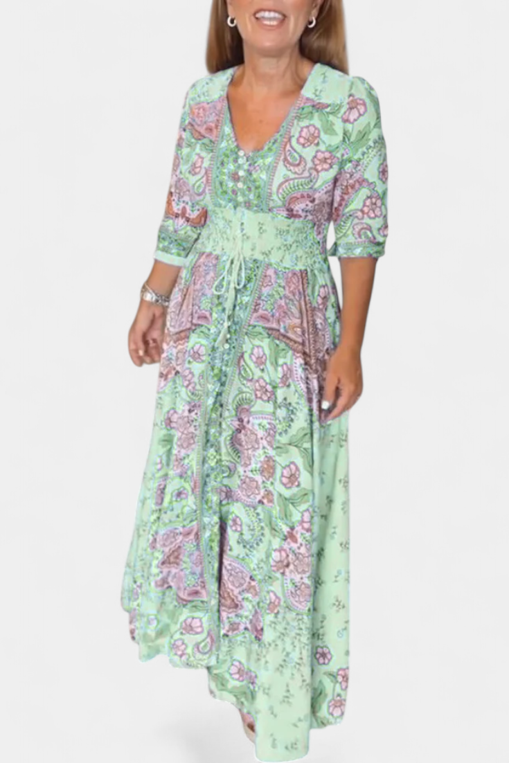 Vestido Verano Dunya Con Escote En V Y Cordón Con Encanto