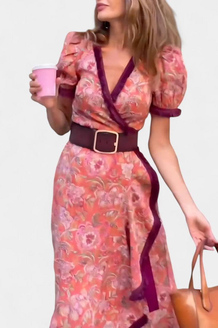 Louisa Vestido Asimétrico Manga Abullonada Muy Chic