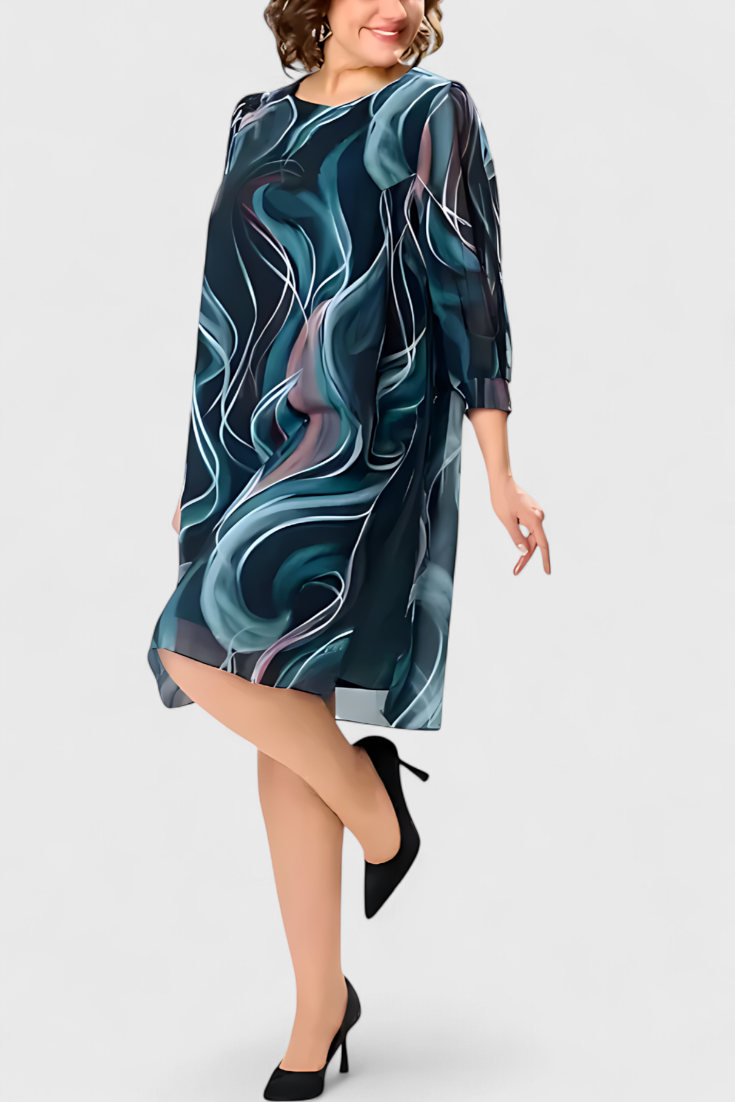 Vestido De Gasa Ocean Whirl Remolinos Marinos Chic Hoy