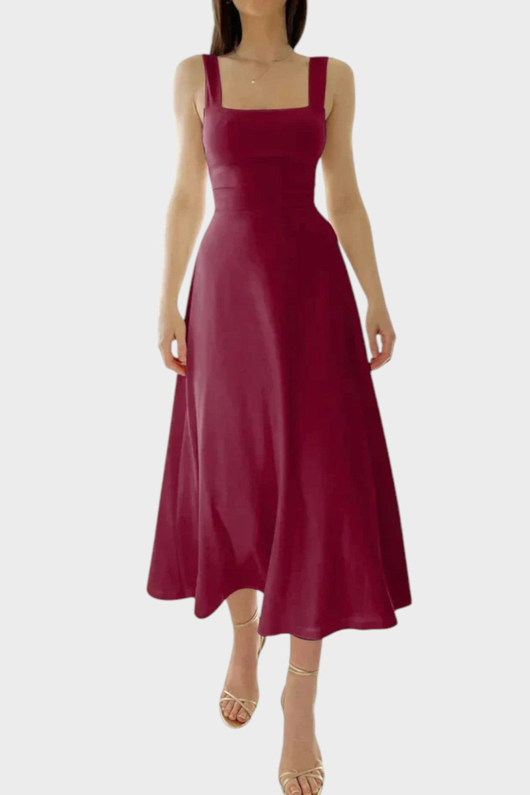 Vestido De Tirantes Entallado Minimalista Con Toque Chic