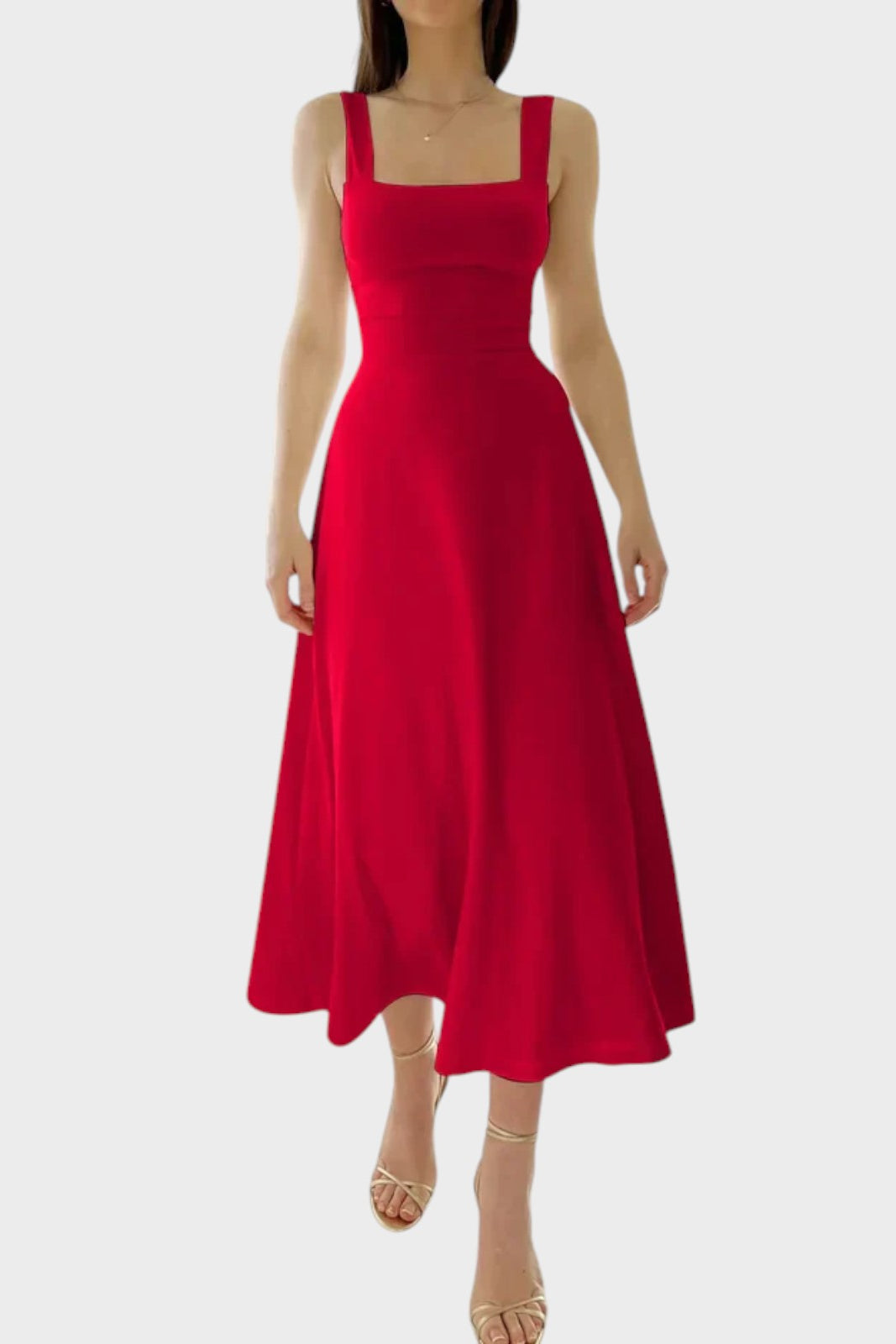 Vestido De Tirantes Entallado Minimalista Con Toque Chic