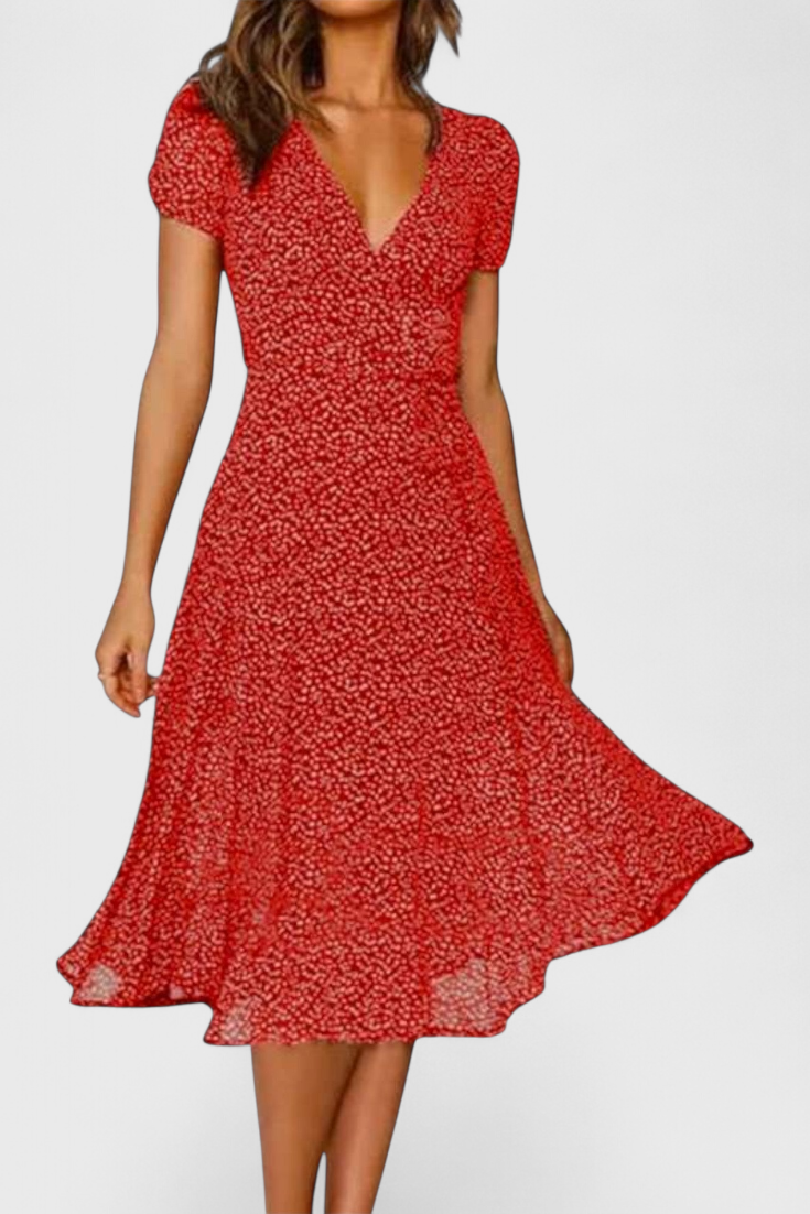 Vestido Midi Diario Con Escote En V Brilla Todo Día