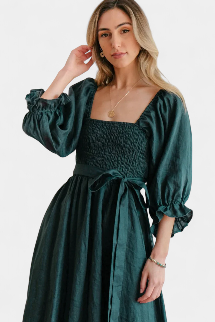 Vestido Petra Divertido Dos Niveles Cuerpo Fruncido