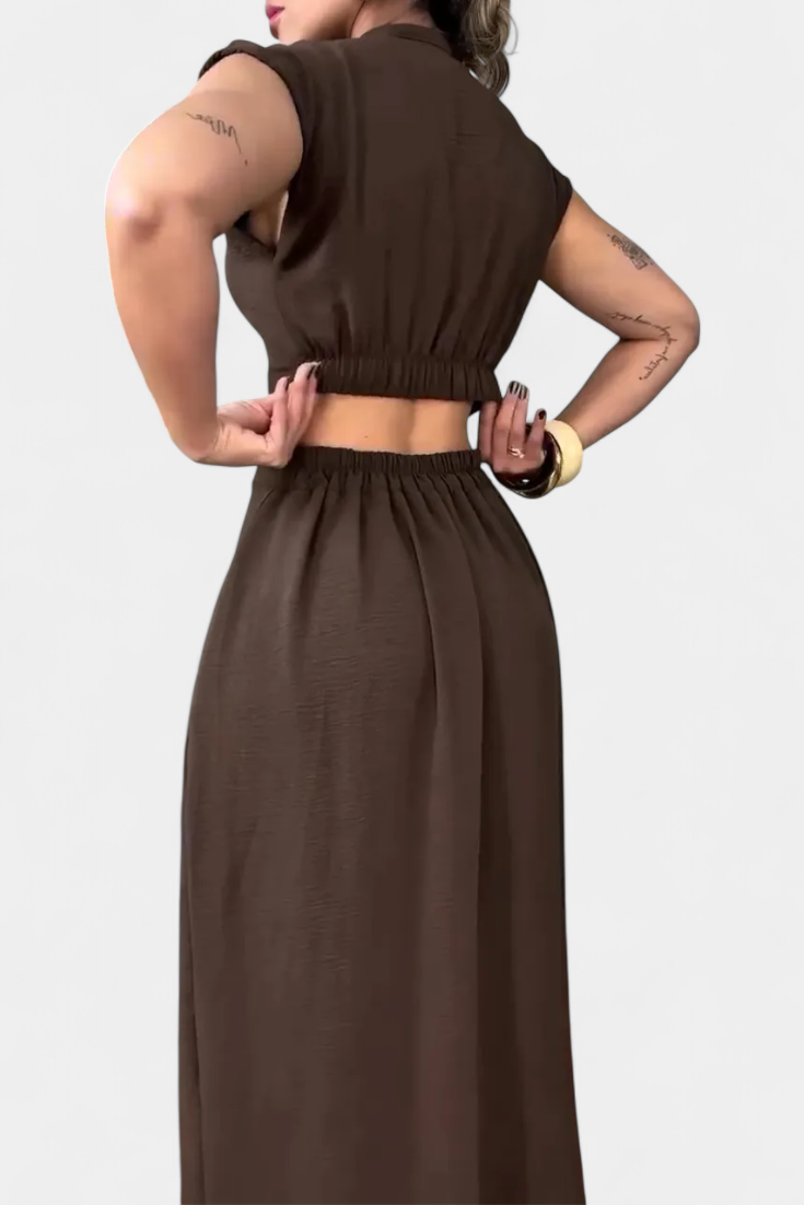 Vestido Midi Griselda Con Cintura Abierta Audaz Chic