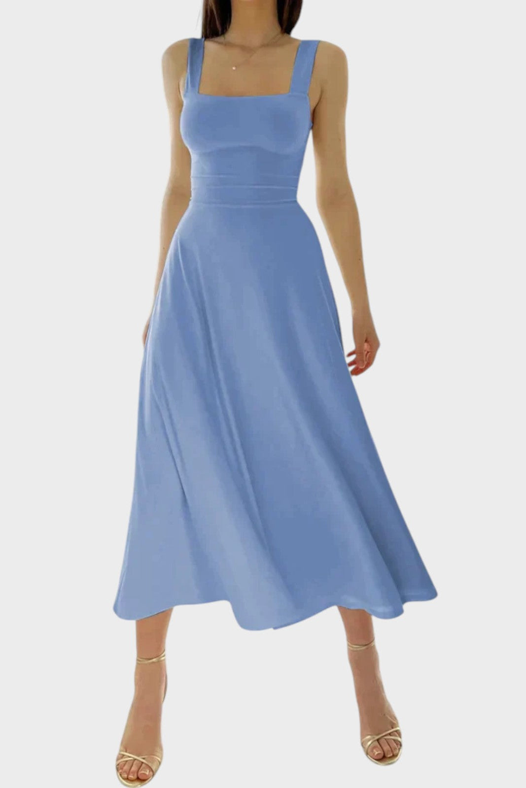 Vestido De Tirantes Entallado Minimalista Con Toque Chic