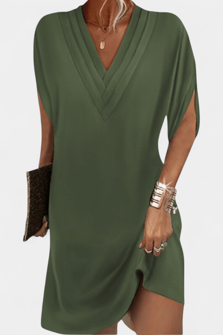 Vestido Lesley Seda Elegante Escote En V Exclusivo Brilla