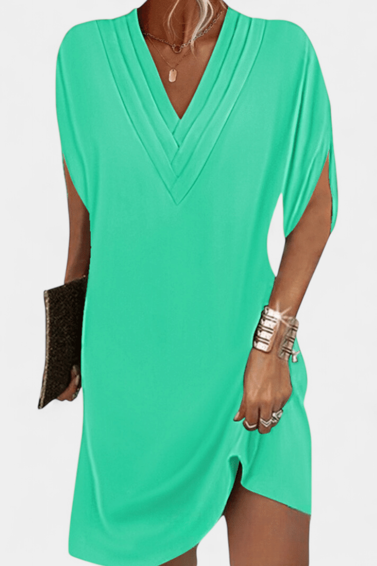 Vestido Lesley Seda Elegante Escote En V Exclusivo Brilla