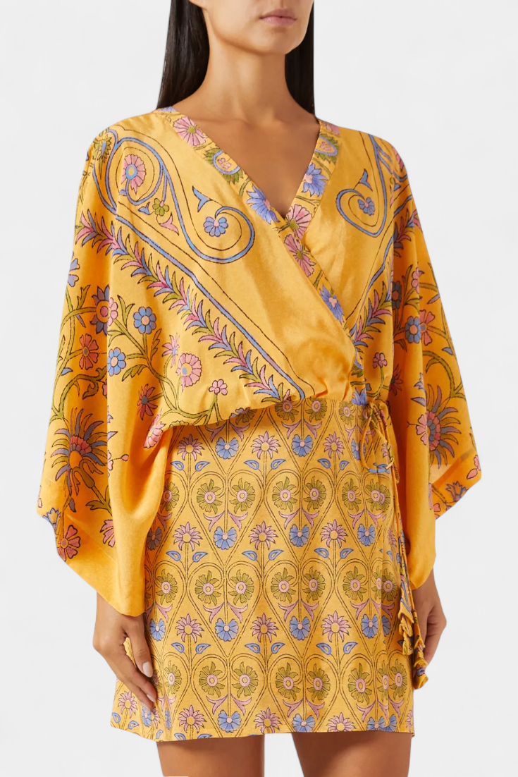 Vestido Candela Boho Floral Estampado Con Escote Cruzado