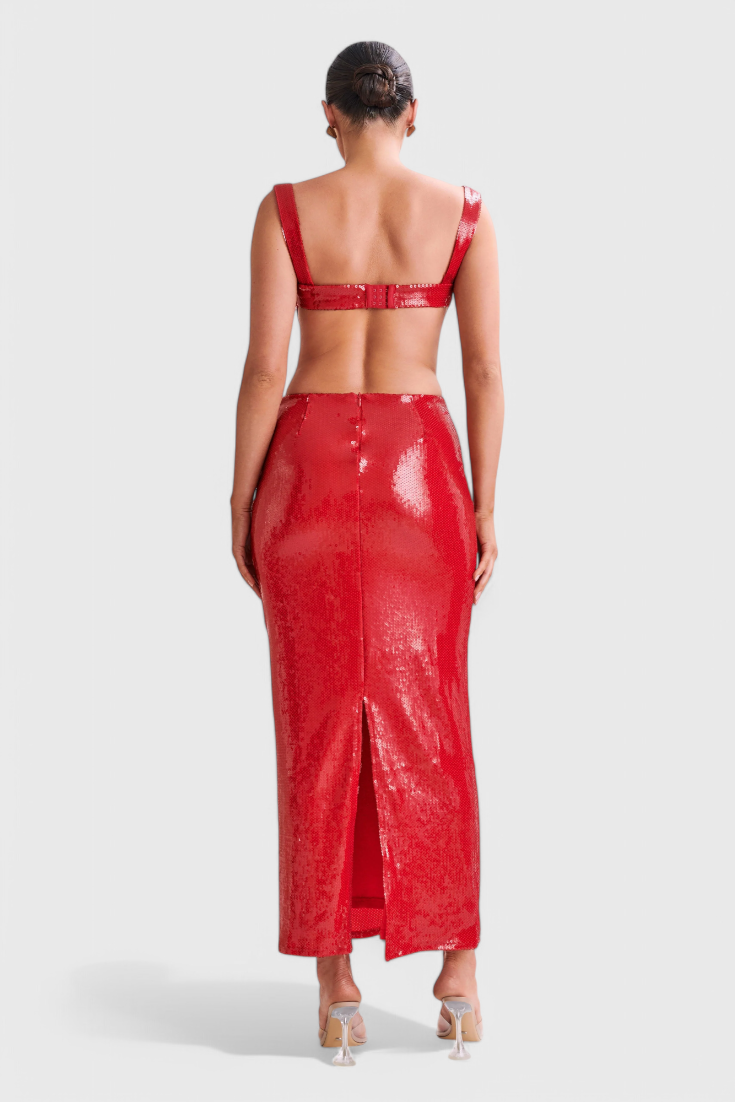 Vestido Ariana Maxi Bodycon Seda Con Brillos Exclusiva