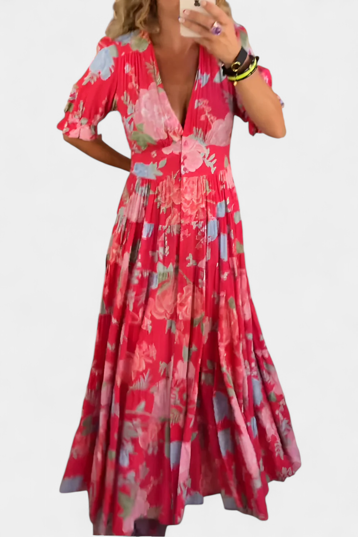 Vestido Floral Con Escote En V Listo Para Brillar Hoy