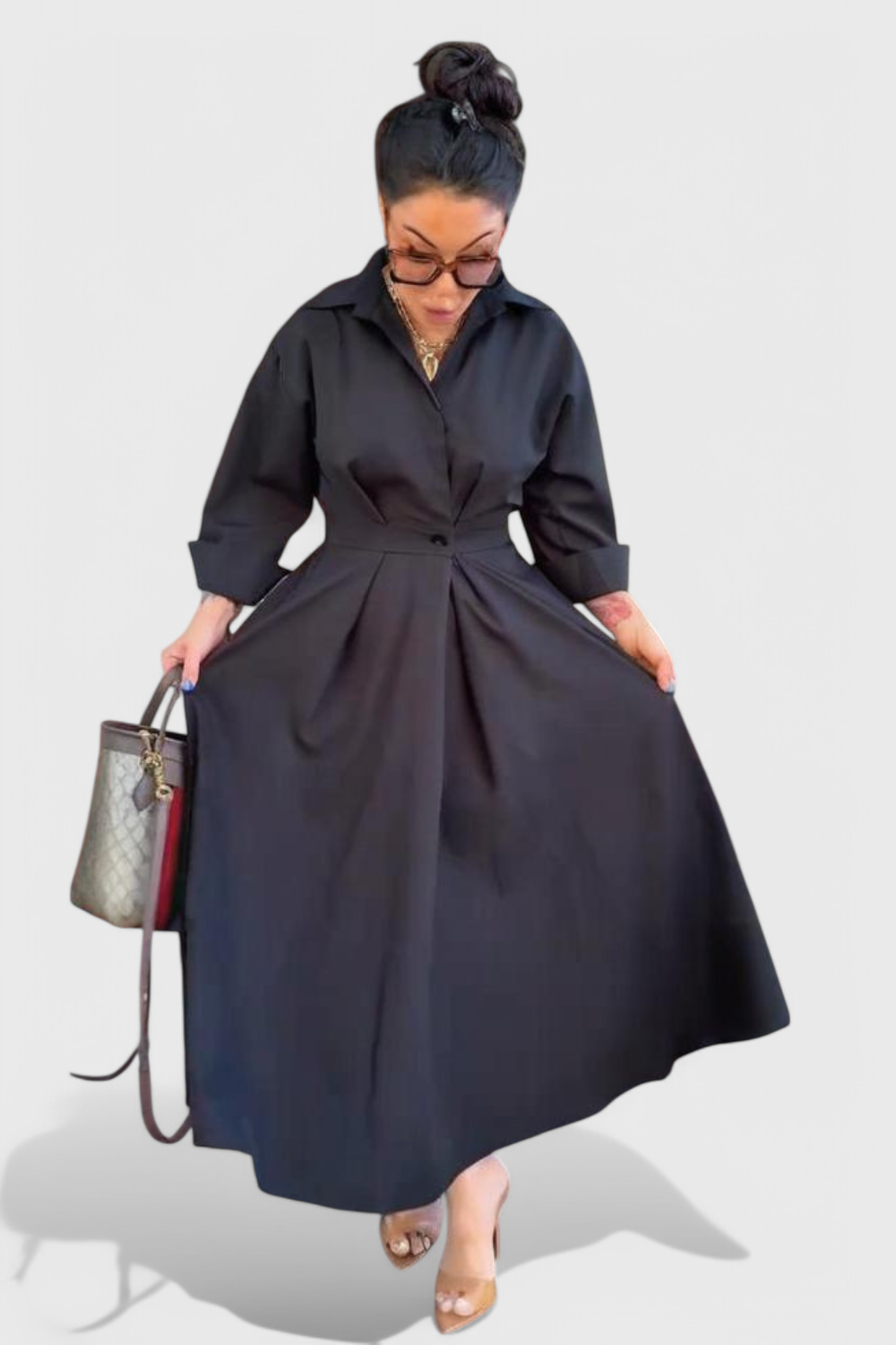 Vestido Maxi Con Solapa Listo Para Deslumbrar En Eventos