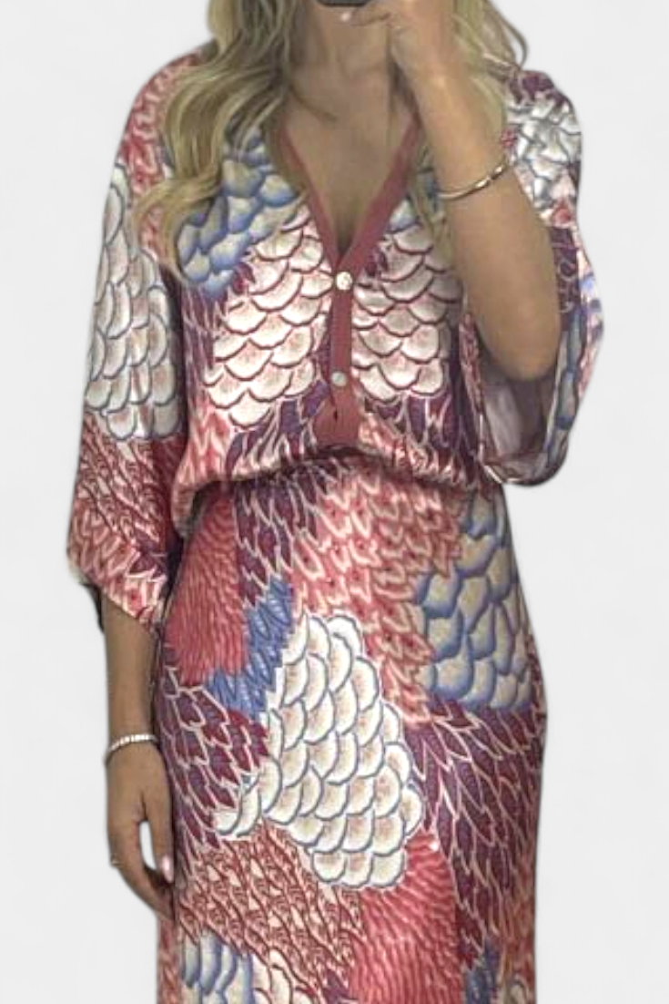 Conjunto Blusa y Falda Cola de Pez Floral Exclusivo