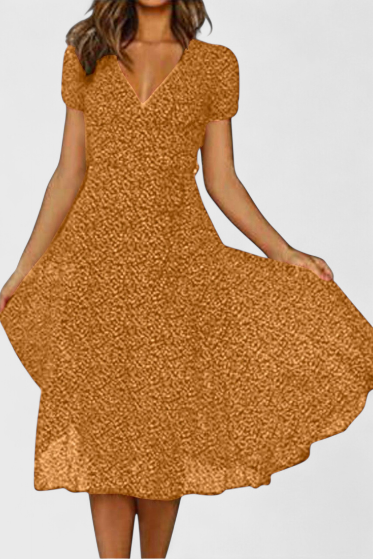 Vestido Midi Diario Con Escote En V Brilla Todo Día