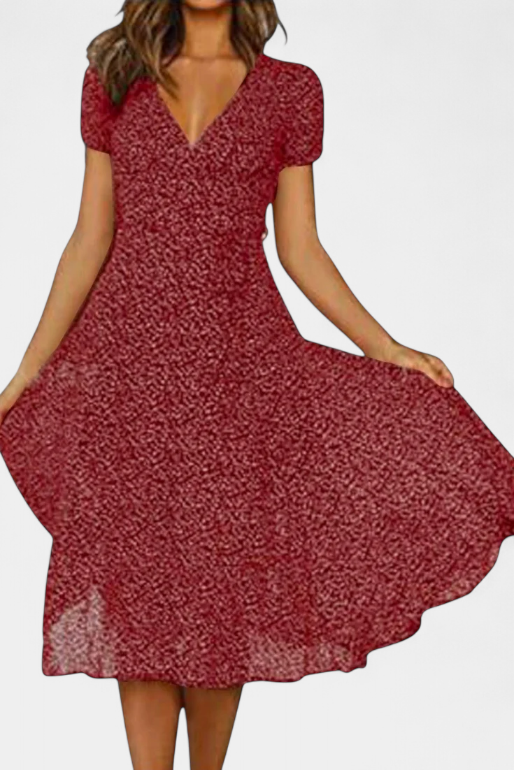 Vestido Midi Diario Con Escote En V Brilla Todo Día