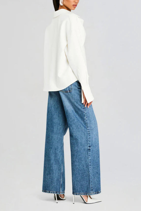 Camisa de Botones Grace Draped con Caída Artística