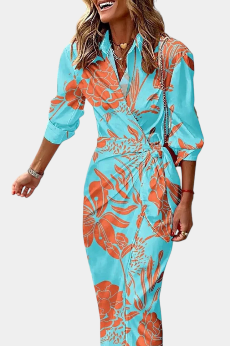 Vestido Envolvente Maira Estampado Cruzado Cintura Coqueta