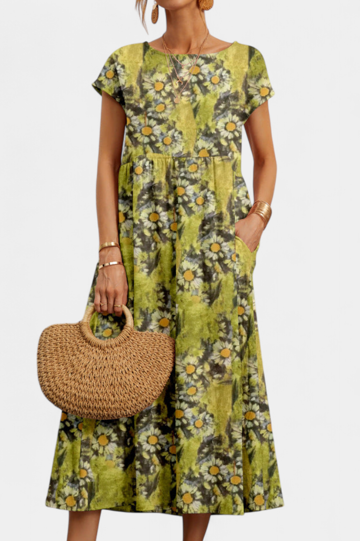 Vestido Floral Chic Silueta Fluida Exclusiva Para Brunch