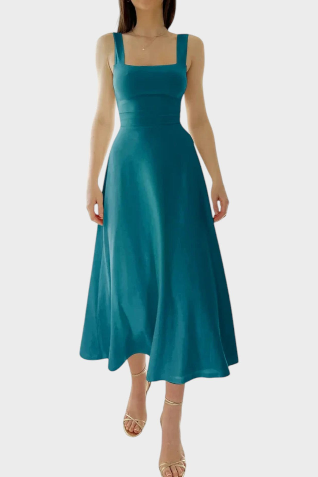 Vestido De Tirantes Entallado Minimalista Con Toque Chic