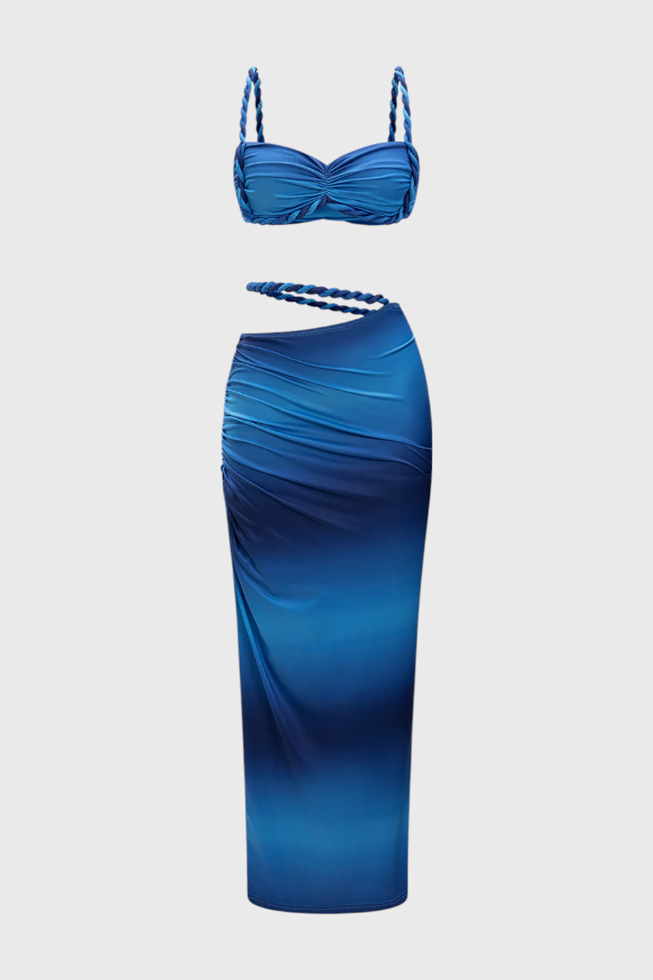 Estela Conjunto Falda Chiffon Plisado Degradado Exclusivo