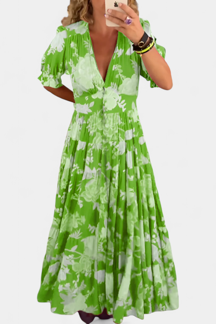 Vestido Floral Con Escote En V Listo Para Brillar Hoy