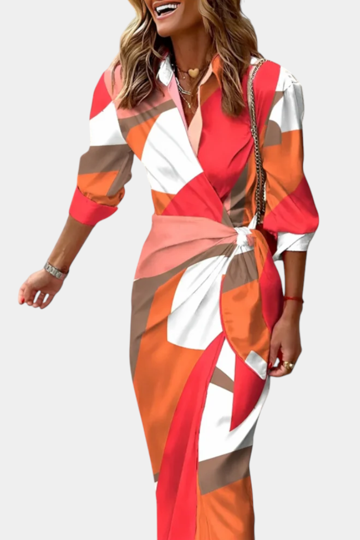Vestido Envolvente Maira Estampado Cruzado Cintura Coqueta