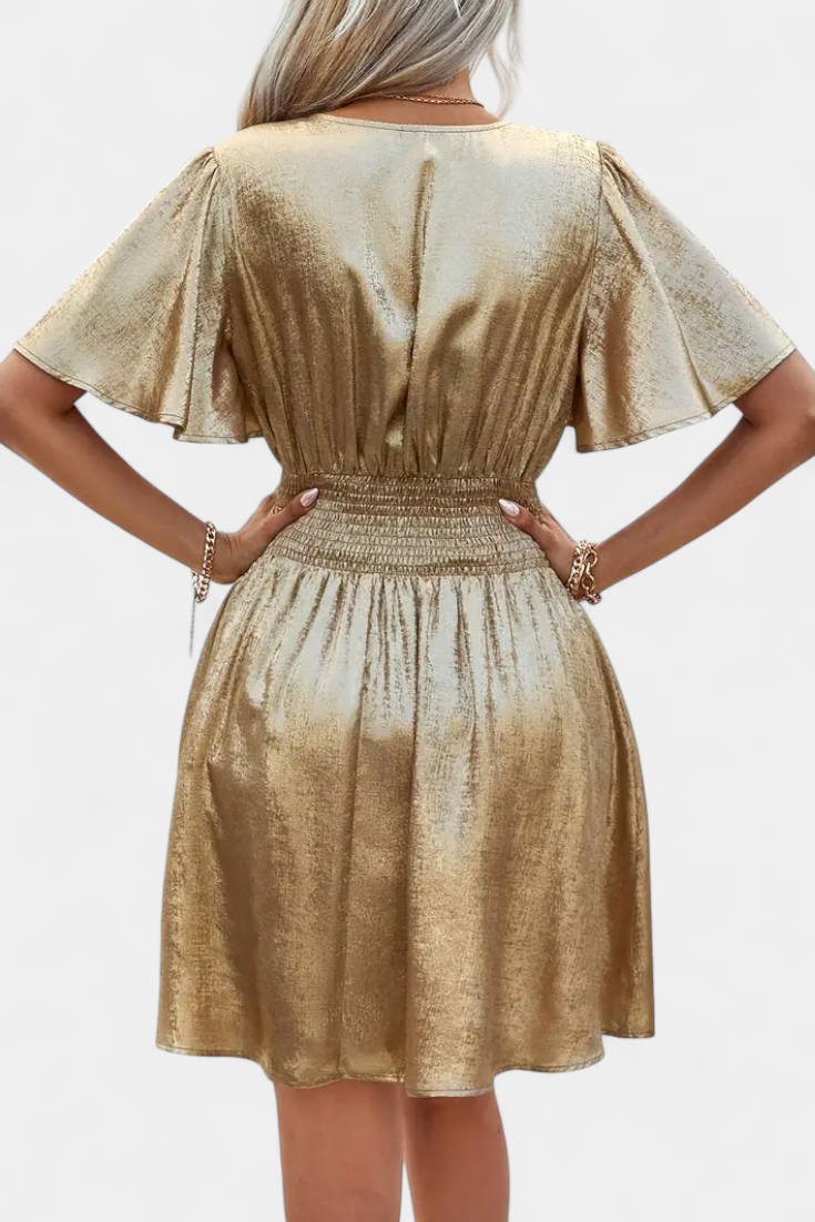 Vestido Seda Adalee Con Escote V Y Cintura Cruzada Muy Chic