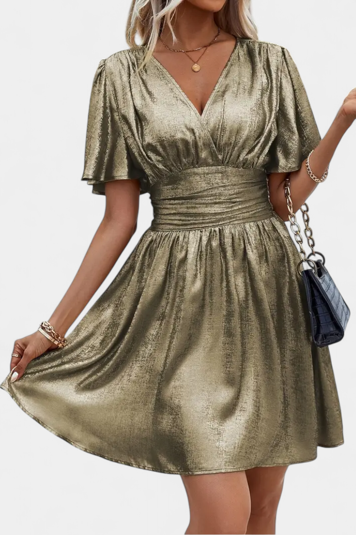 Vestido Seda Adalee Con Escote V Y Cintura Cruzada Muy Chic