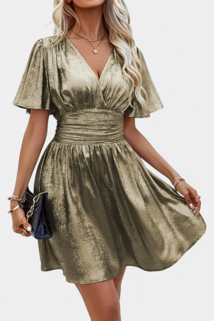 Vestido Seda Adalee Con Escote V Y Cintura Cruzada Muy Chic