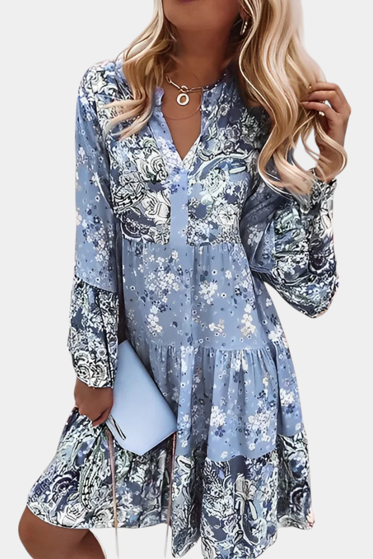 Vera Vestido Mini Boho Con Estampado Floral Patchwork