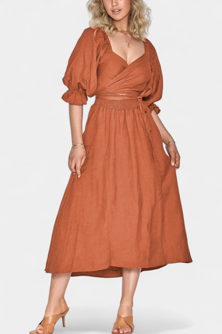 Vestido Petra Divertido Dos Niveles Cuerpo Fruncido