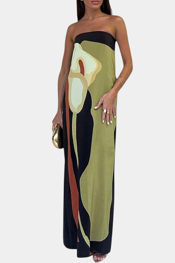 Vestido Sin Tirantes Laura Floral Coqueto Tejido Premium
