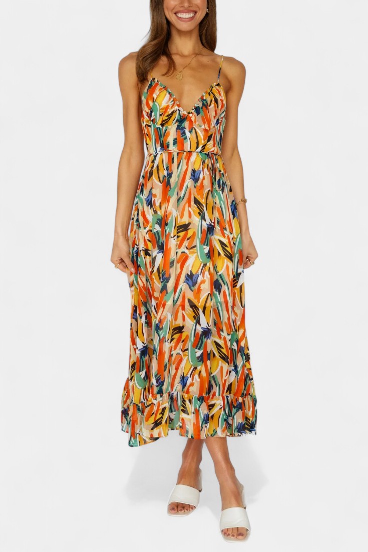 Vestido Midi Impresión Vibrante para Días Brillantes