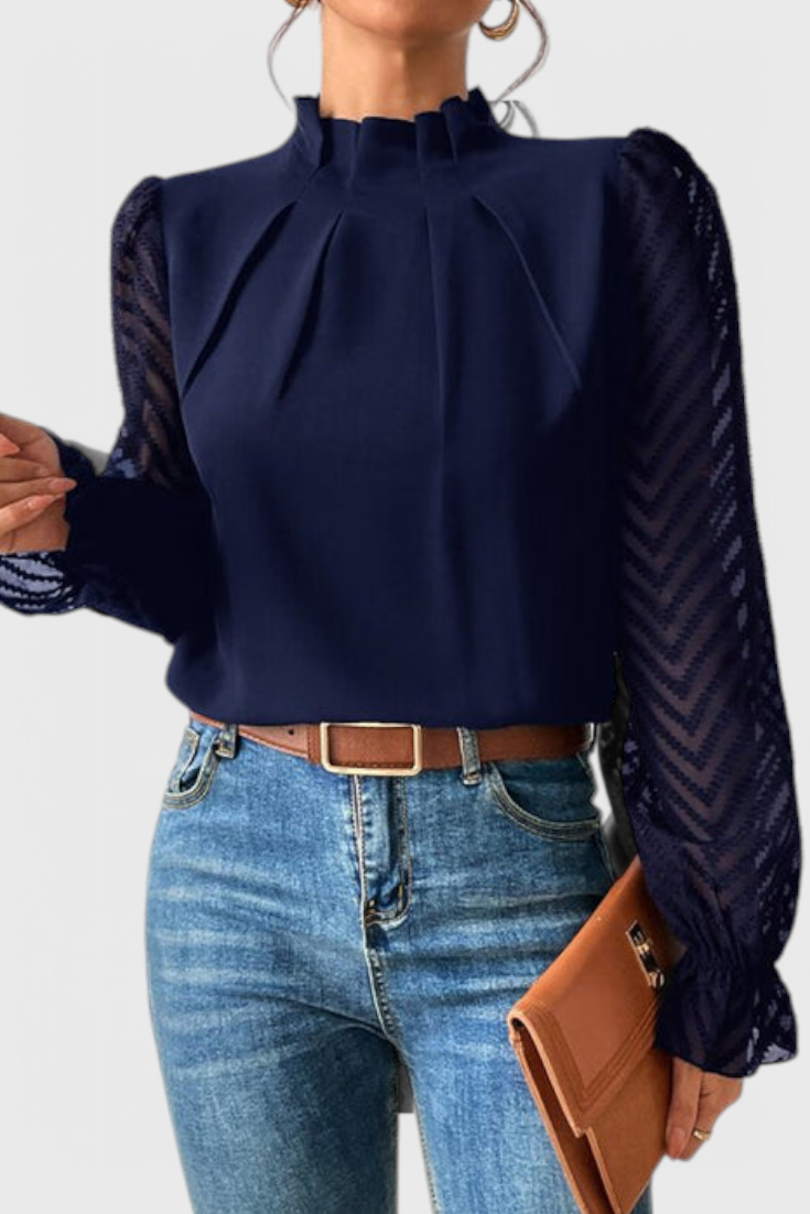 Blusa Helga Manga Larga Náutica Tejido Premium Chic