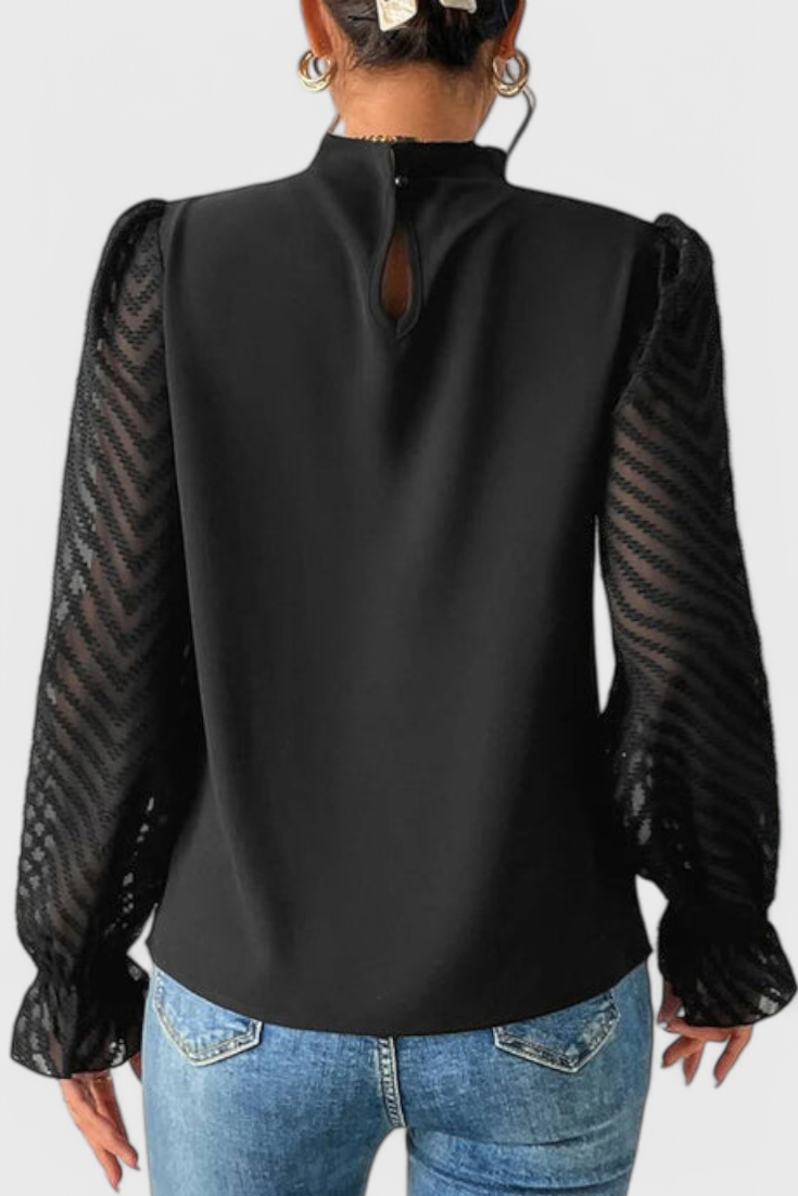Blusa Helga Manga Larga Náutica Tejido Premium Chic