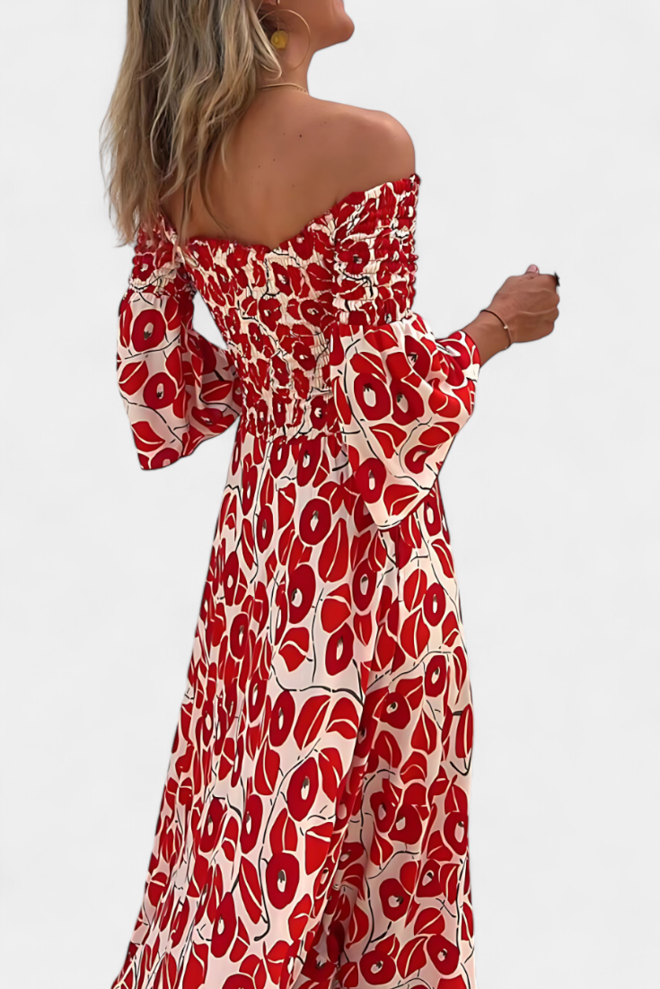 Vestido Floral Edición Limitada Coqueto Escote Off Shoulder