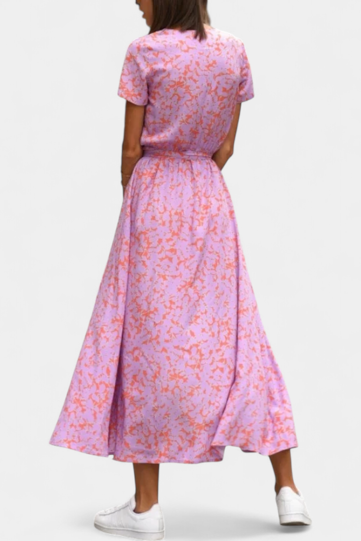 Vestido Escote Cruzado Verano Estampado Lilith Chic
