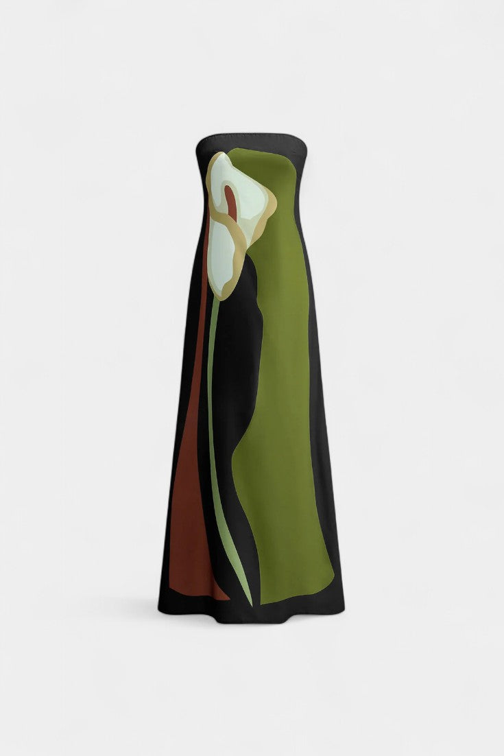Vestido Sin Tirantes Laura Floral Coqueto Tejido Premium