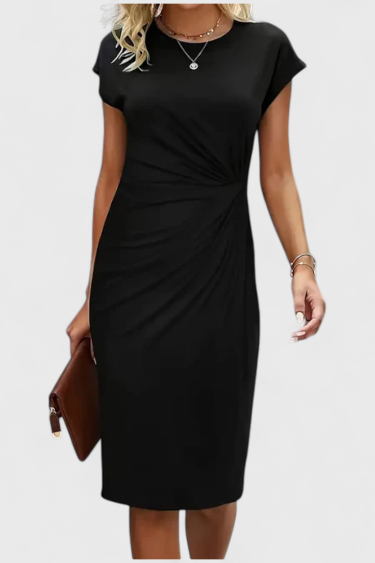 Vestido Midi Atrevido Atemporal Con Cuello Redondo Elegante