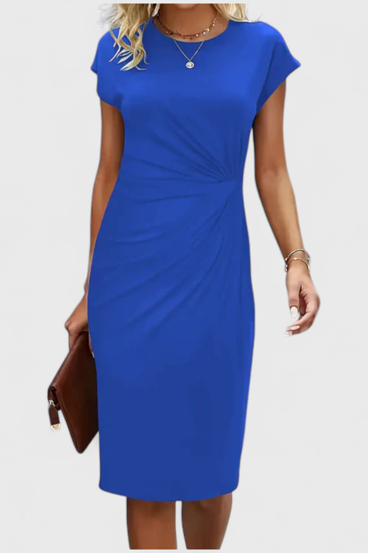 Vestido Midi Atrevido Atemporal Con Cuello Redondo Elegante