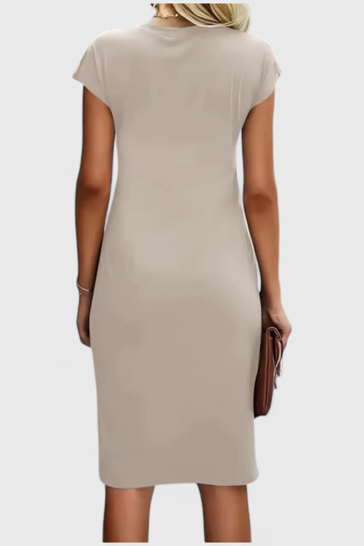 Vestido Midi Atrevido Atemporal Con Cuello Redondo Elegante