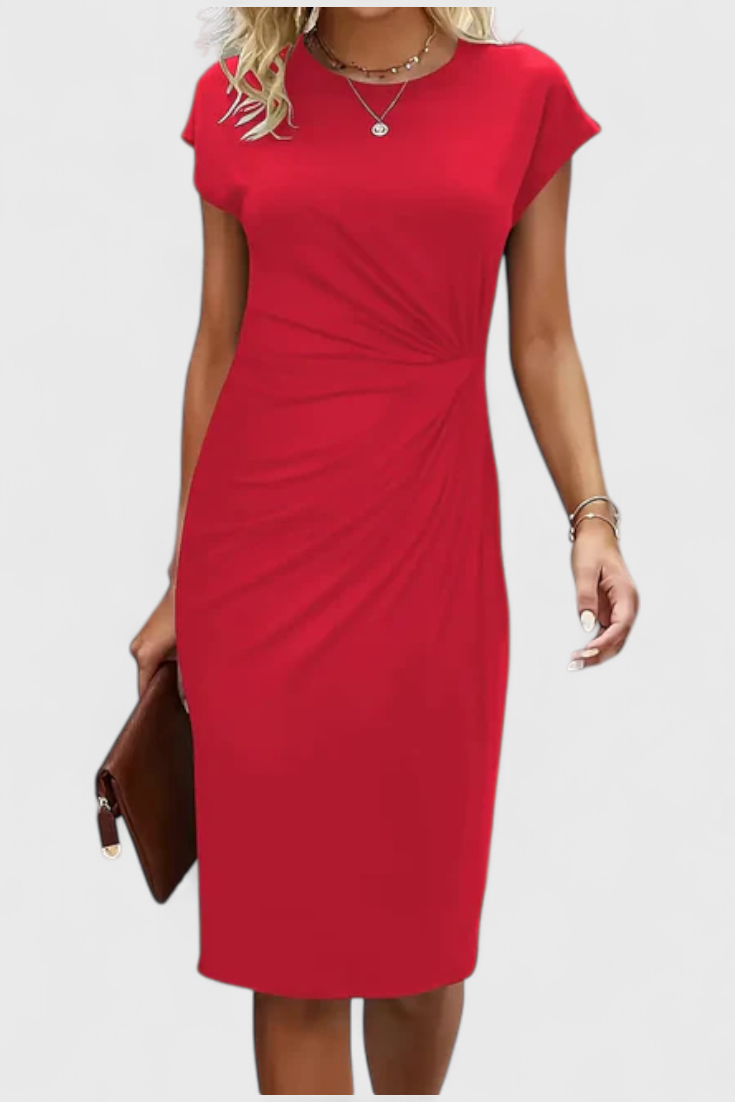 Vestido Midi Atrevido Atemporal Con Cuello Redondo Elegante