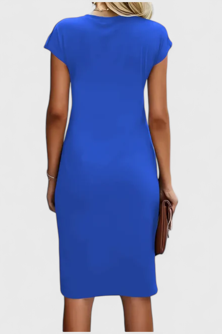 Vestido Midi Atrevido Atemporal Con Cuello Redondo Elegante