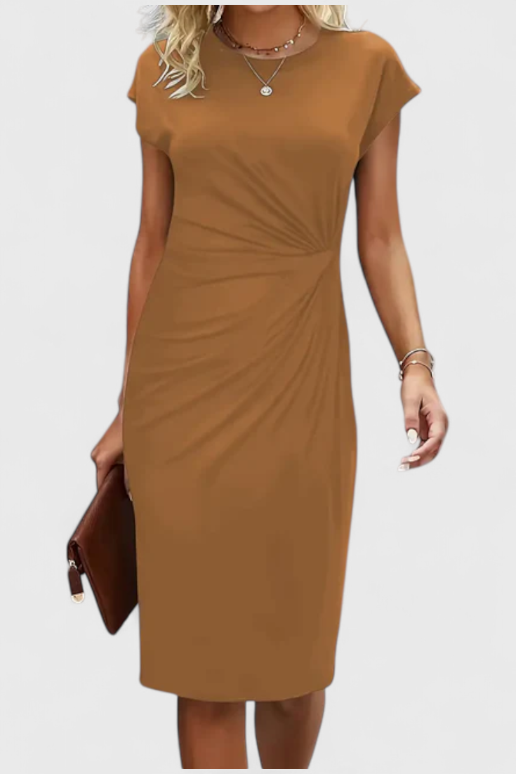 Vestido Midi Atrevido Atemporal Con Cuello Redondo Elegante