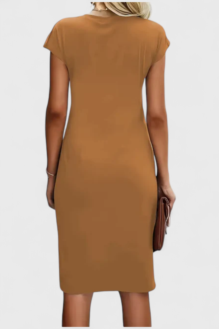 Vestido Midi Atrevido Atemporal Con Cuello Redondo Elegante