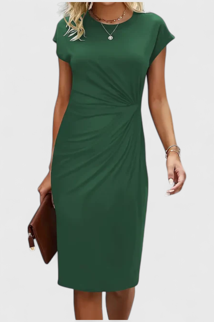 Vestido Midi Atrevido Atemporal Con Cuello Redondo Elegante