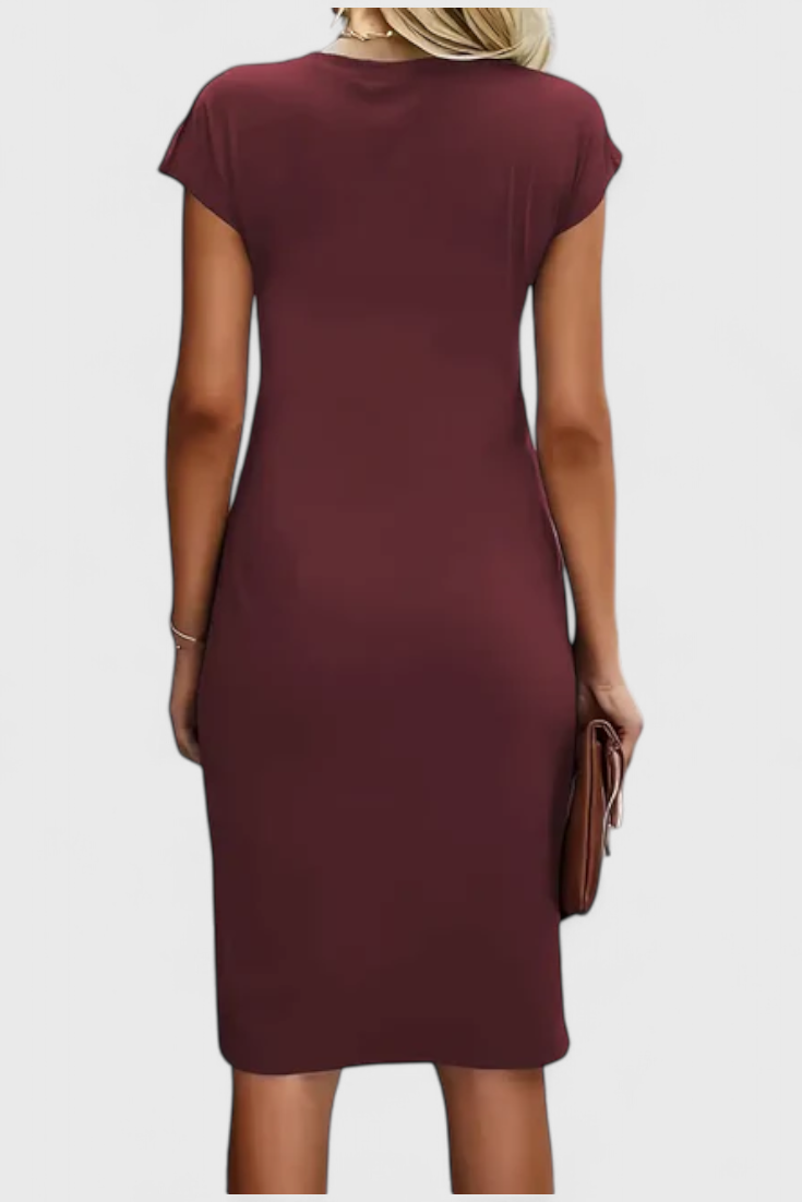 Vestido Midi Atrevido Atemporal Con Cuello Redondo Elegante